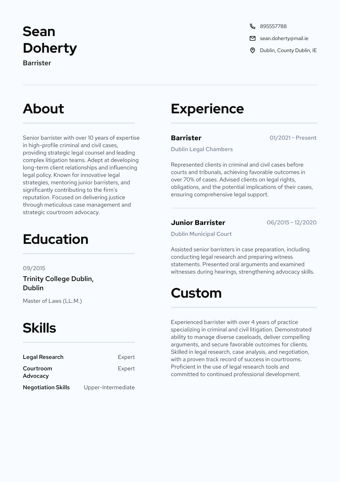Barrister resume template & examples