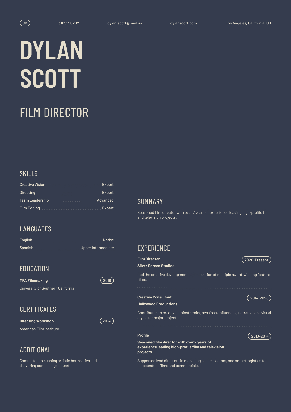 Film Director resume template & examples