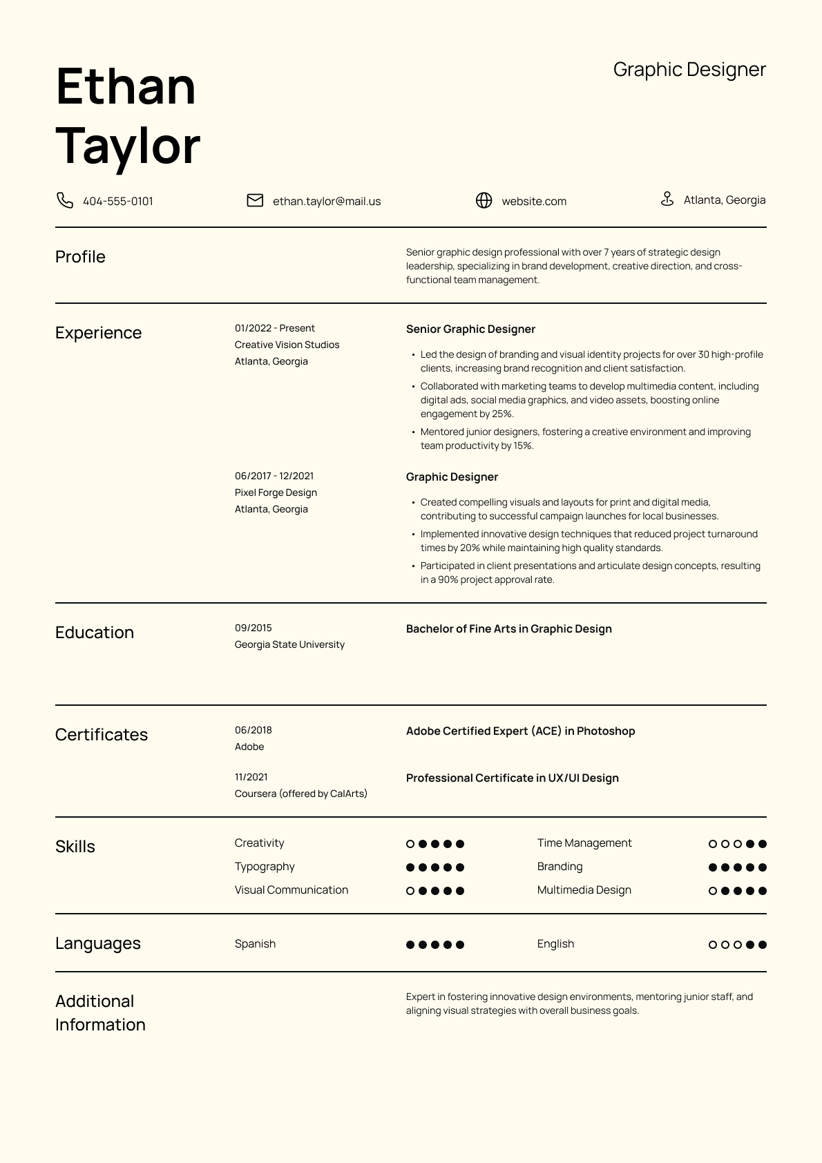 Graphic Designer resume template & examples