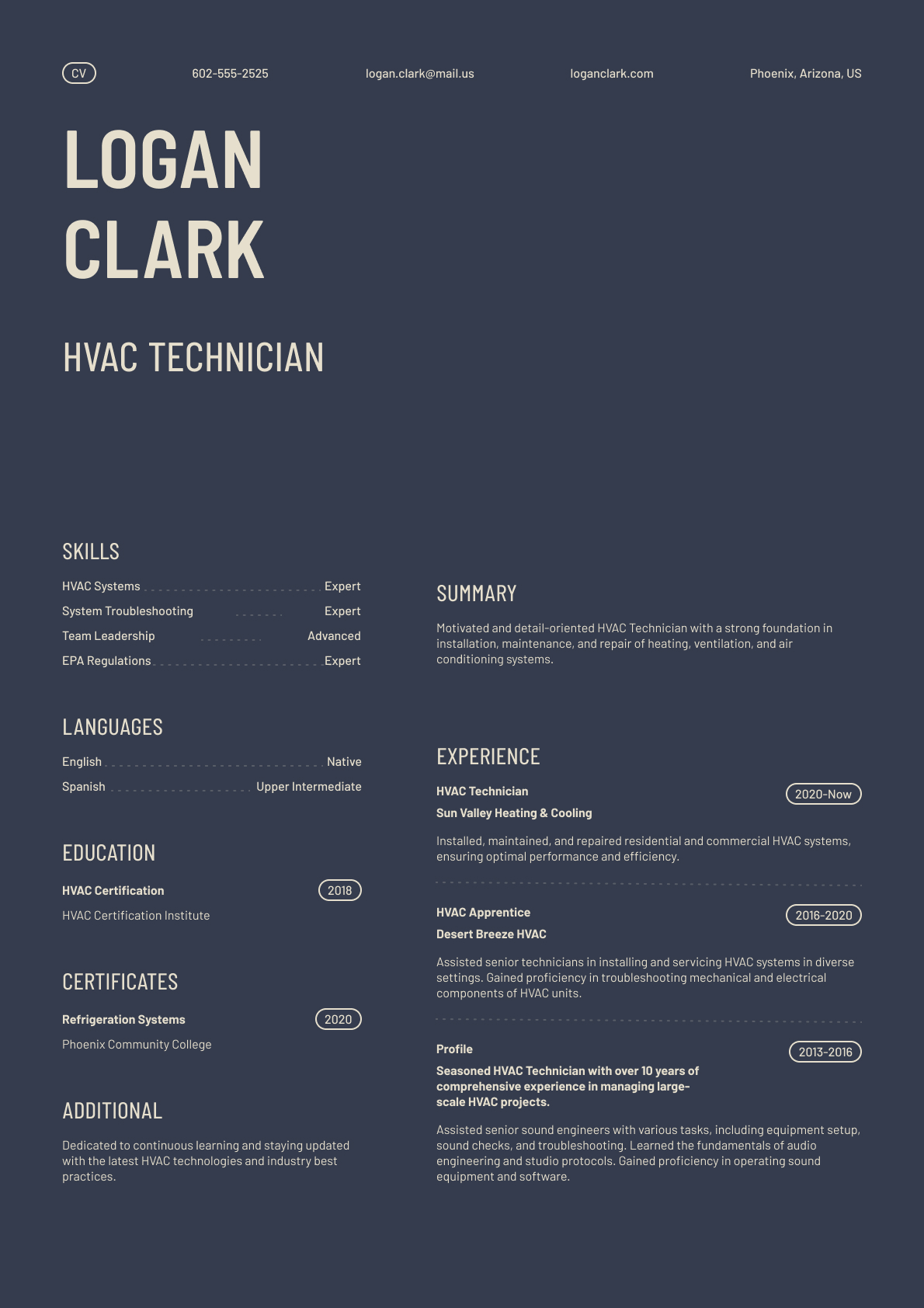HVAC Technician resume template & examples