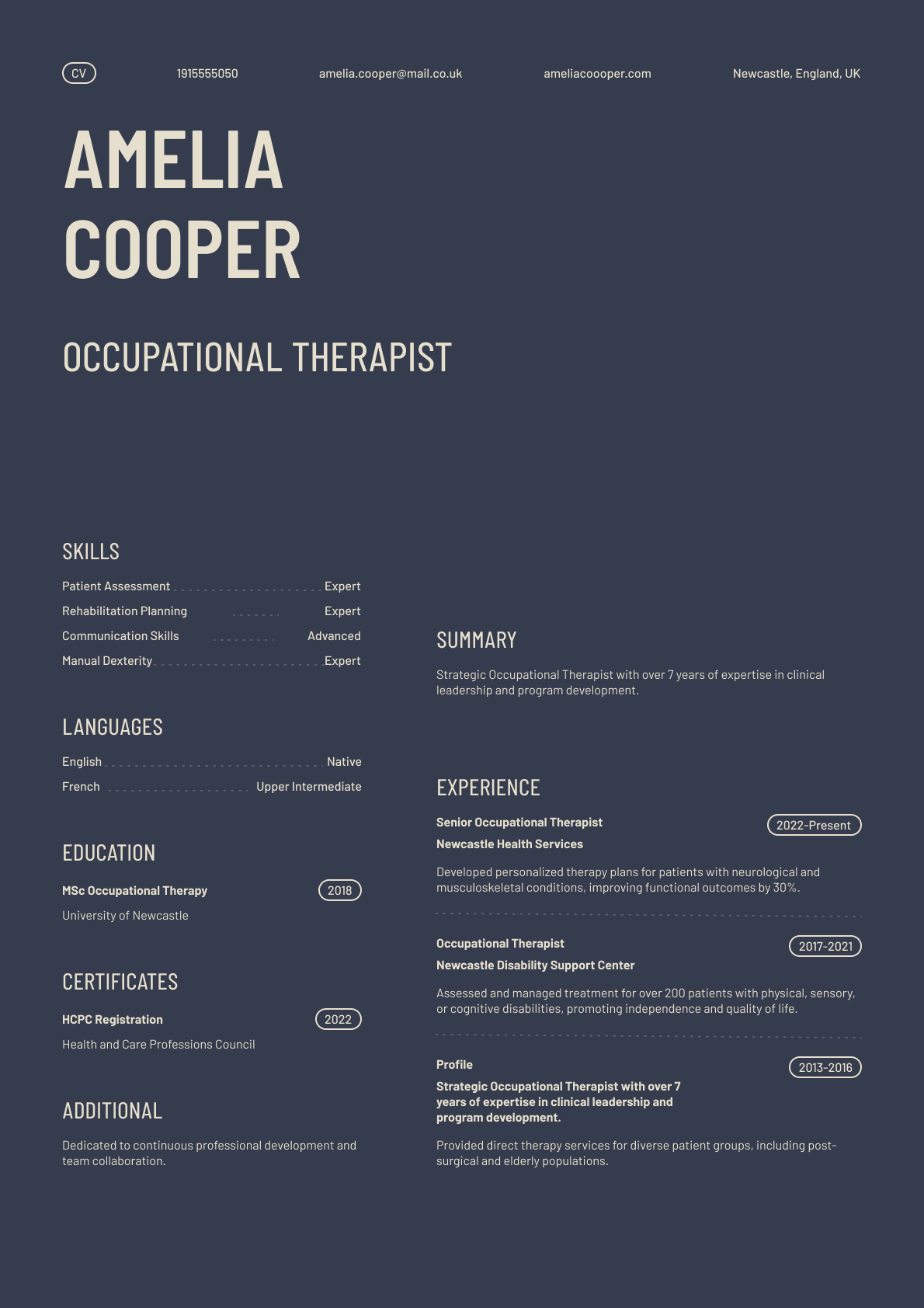 Occupational Therapist resume template & examples